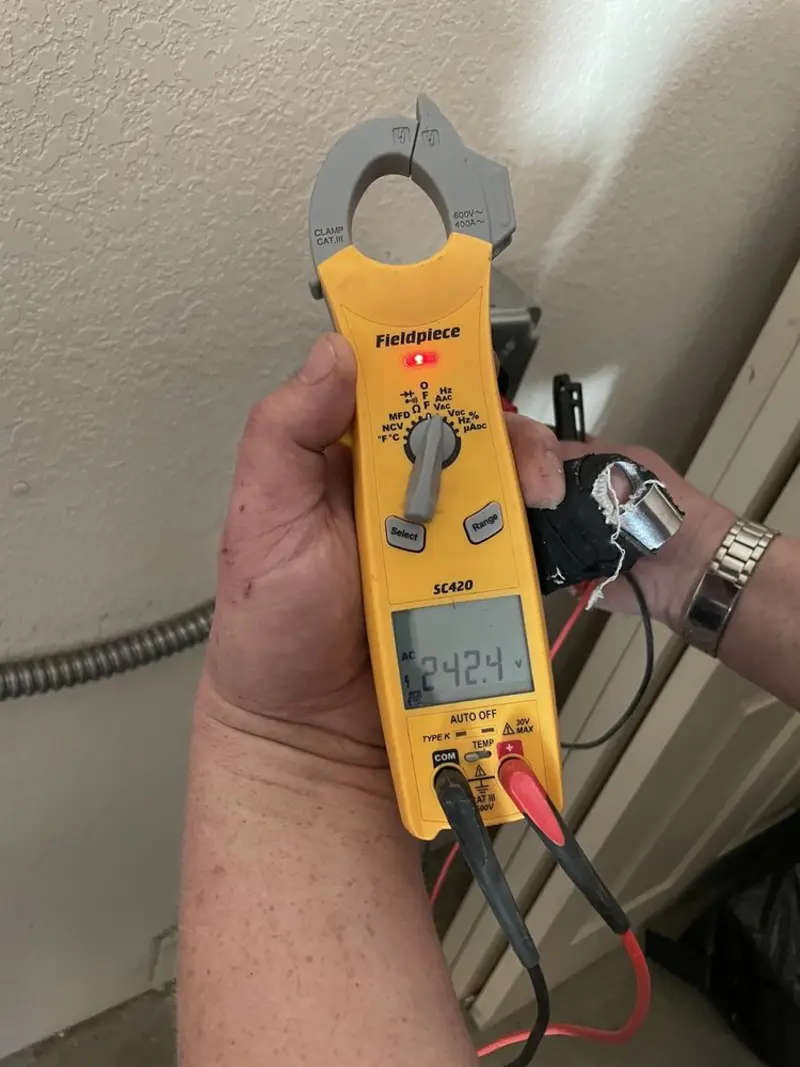 Voltage testing with clamp meter during Generator Installation in Blackfoot